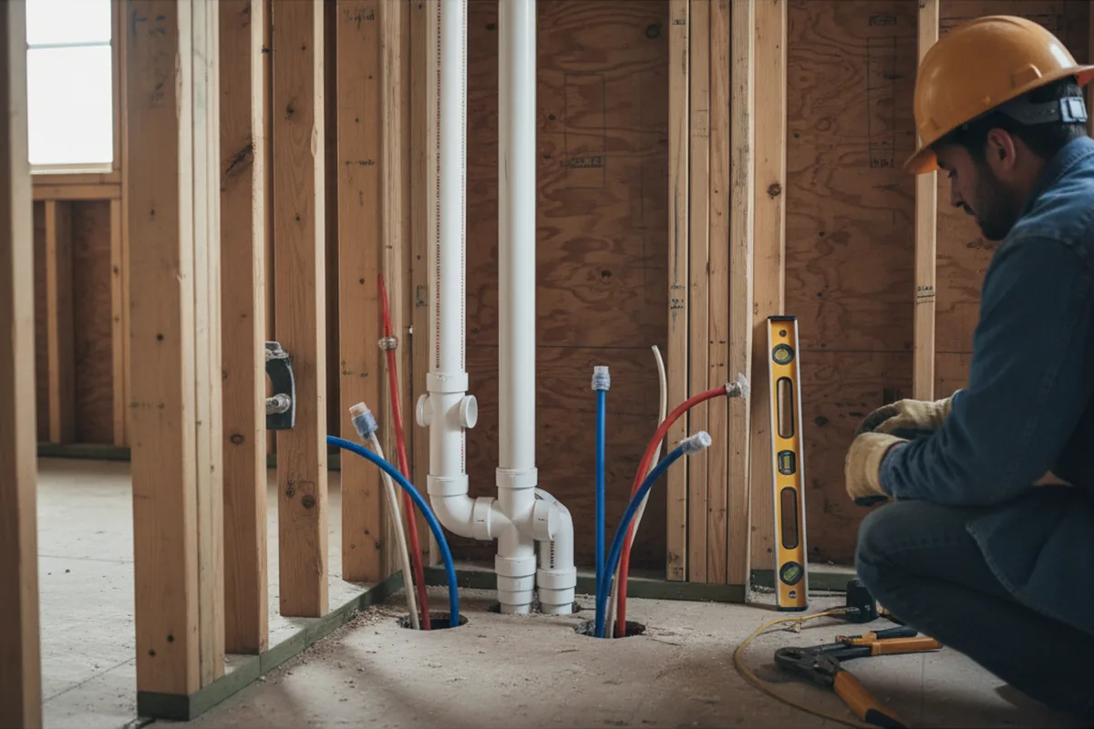 Drain and supply rough-in during Leak Detection in Keeling